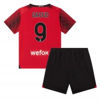 Otroški Nogometni dresi AC Milan Olivier Giroud #9 Domači 2023-24 Kratek Rokav (+ Kratke hlače)